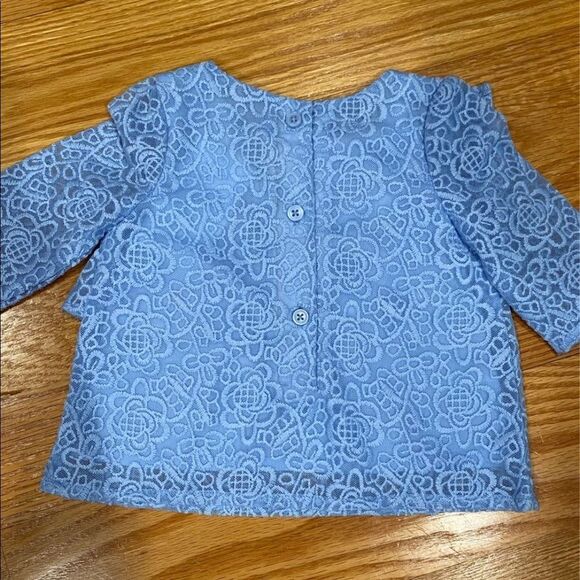 Janie and Jack Baby Girl Blue Lace Top - Picture 3 of 3